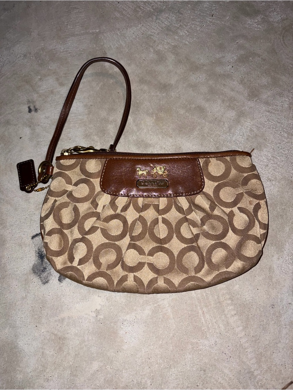 Coach Brown Signature Wristlet Clutch